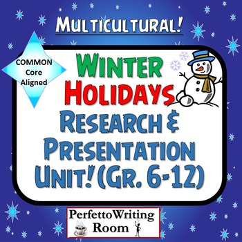 Preview of Winter Holidays Common Core Research Presentation Project Grade 6,7,8,9,10,11,12
