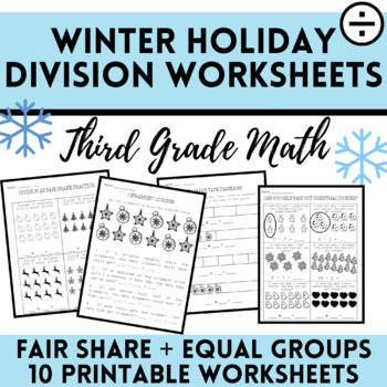 Preview of Winter Holidays Division Worksheets (Fair Share and Equal Groups)