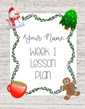 Preview of Winter Holidays Editable Farmhouse Lesson Plan Template