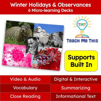 Preview of Winter Holidays Informational Text Reading Passage and Activities Bundle