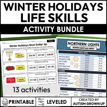 Preview of Winter Holidays Life Skills Activities for Special Education Bundle