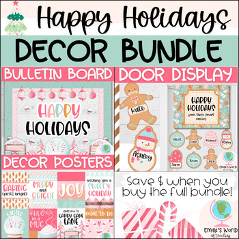 Preview of Winter Holidays Pastel Peppermint Bulletin Board/Door Bundle (December Decor)