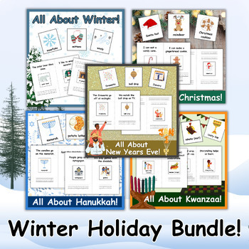 Preview of Winter Holidays Picture Vocabulary Cards Bundle for Autism and ESL Communication