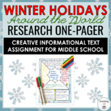 Winter Holidays Research One-Pager Informational Text Acti