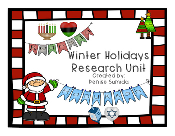 Preview of Second Grade Winter Holidays Research Unit - Christmas, Kwanzaa, and Hanukkah