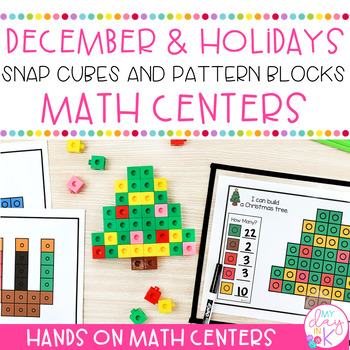 Preview of December & Winter Holidays | Pattern Block Mats and Snap Cubes | Math Centers