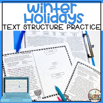 Preview of Text Structure Winter Holidays Reading Passages  - Christmas, Hanukkah + Kwanzaa