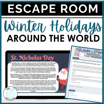 Preview of Winter Holidays around the world upper elementary and middle school escape room