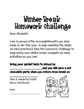 Preview of Winter Homework Packet