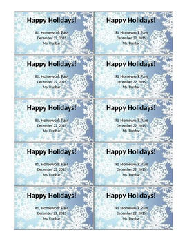 Preview of Winter Homework Pass *Free! Editable! Colorful!*