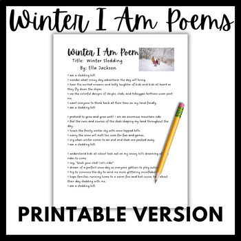 Preview of Winter I Am Poems