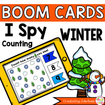 Preview of Winter Kindergarten Math Games | Counting Boom Task Cards