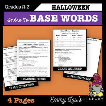 Preview of Halloween INTRO Base Words Prefixes and Suffixes Differentiated Partners or IND
