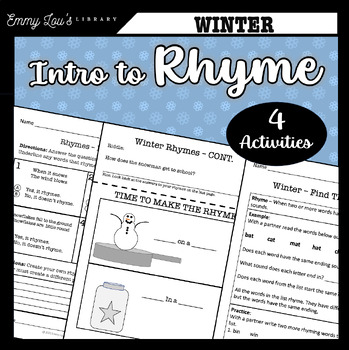 Preview of Winter INTRO to Rhyme & Rhyme Schemes in Poems Practice Worksheets