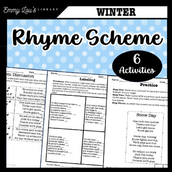 Preview of Winter Identify Rhyme Schemes in Poems Practice Worksheets - Partners or IND
