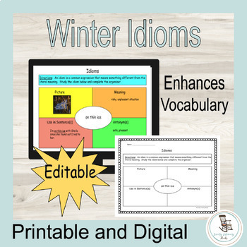 Preview of Winter Idioms, Idiom for the Day, Idiom Graphic Organizers