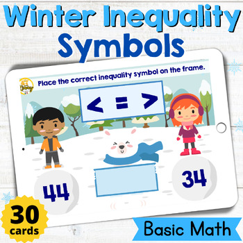 Preview of Winter Inequality Symbols Basic Math Skills Boom Cards