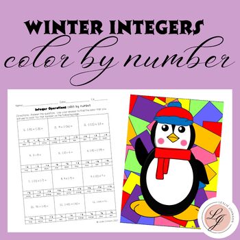 Preview of Winter Integers Color By Number