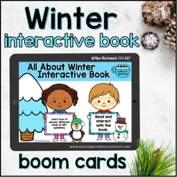 Preview of Winter Adapted Book Boom™ Cards with WH-questions and Other Language Skills
