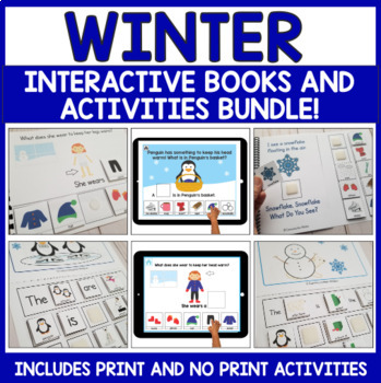 Preview of Winter Interactive Books and Language Activities Bundle