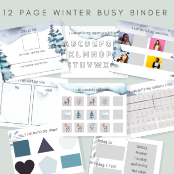 Preview of Winter Interactive Busy Binder | Christmas Activity Binder | Printable Busy Book