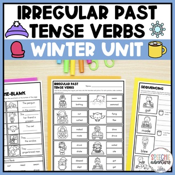 Preview of Winter Irregular Past Tense Verbs Grammar Unit for Speech Language Therapy