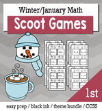 Winter January 1st Grade {Scoot Game/Task Cards} Math Bundle