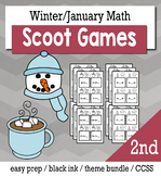 Winter January 2nd Grade {Scoot Game/Task Cards} Math Bundle