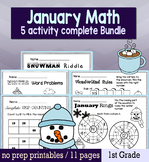 Winter January Math for 1st Grade - NO PREP Packet