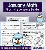 Winter January Math for 2nd Grade - NO PREP Packet