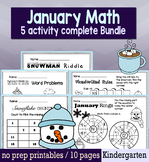 Winter January Math  for Kindergarten - NO PREP Packet