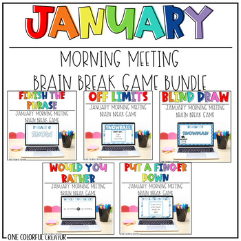 Preview of Winter January Morning Meeting Activity Game BUNDLE - Brain Breaks for Winter