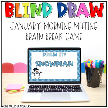 Preview of Winter January Morning Meeting Brain Break Game Activity - Blind Drawing