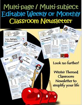 Preview of Winter / January Multi-page / Subject Weekly or Monthly Newsletter EDITABLE