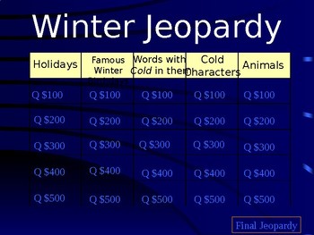 Preview of Winter Jeopardy