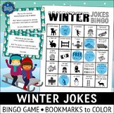 Winter Jokes Bingo Game and Bookmarks to Color