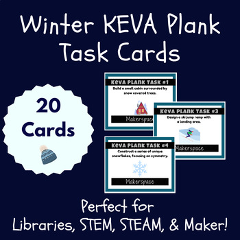Preview of Winter KEVA Plank Makerspace Task Cards for Library, STEM, and STEAM