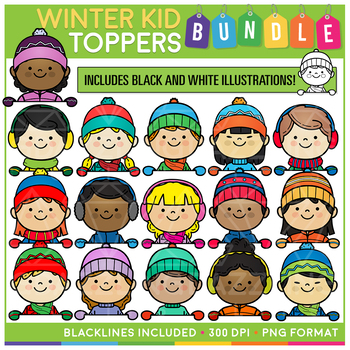 Preview of Winter Kid Toppers Clip Art BUNDLE!