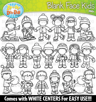 Preview of Winter Kids Blank Faces Clipart Set {Zip-A-Dee-Doo-Dah Designs}