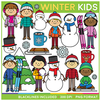 Winter Kids Clip Art by Dazzling Clips | Teachers Pay Teachers