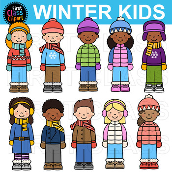 Winter Kids Clip Art by First Class Clipart | TPT