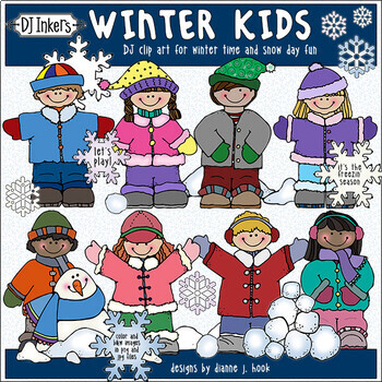 Preview of Winter Kids - Snow Fun Clip Art by DJ Inkers
