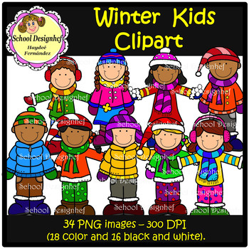 Winter Kids - Clip Art (School Designhcf) by School Designhcf | TPT