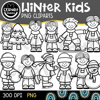 Winter Kids Cliparts - PNG Graphics by Clipart Diaries | TPT