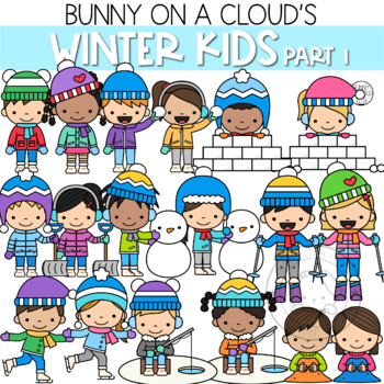 Winter Kids Part 1 Clipart by Bunny On A Cloud by Bunny On A Cloud