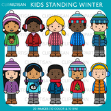 Winter Kids Standing Clipart