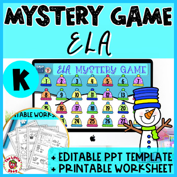 Preview of Winter Kindergarten ELA Mystery Game - PPT Game + Printable Worksheet