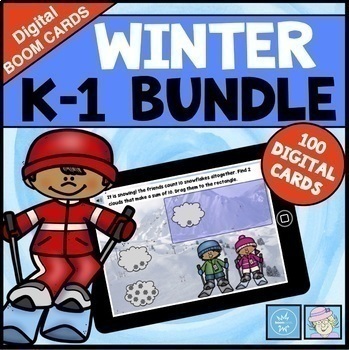 Preview of Winter BOOM CARDS™ BUNDLE First Grade Kindergarten Reading Math