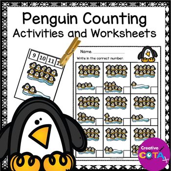 Preview of Winter Math 1:1 Counting 1-20 Number Sense Worksheets and Activities