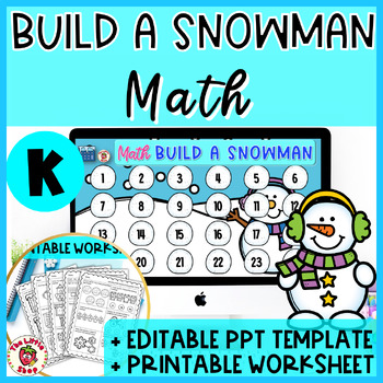 Preview of Winter Kindergarten Math Build A Snowman Game + Printable Worksheet